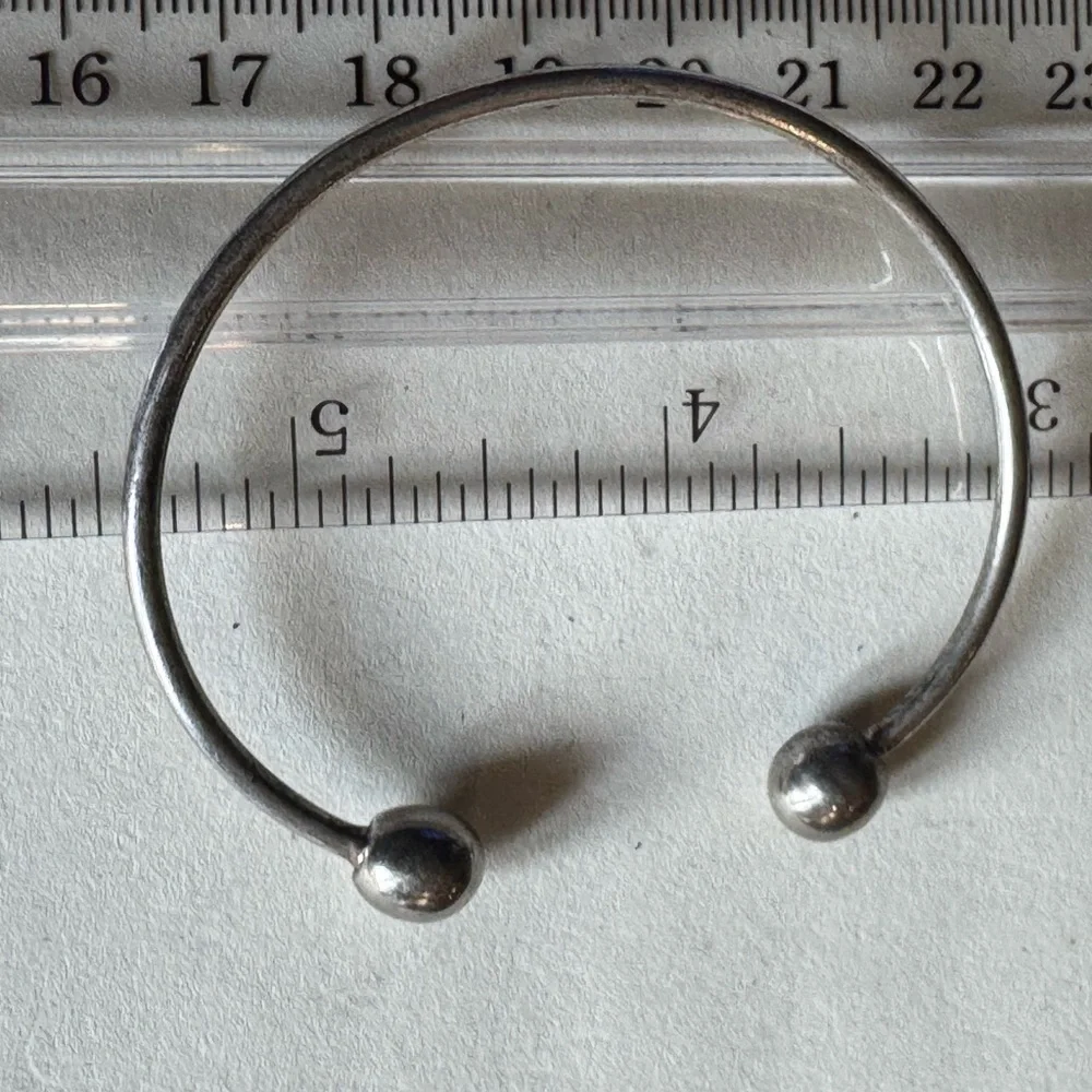 Sterling Silver Cuff Bracelet with 2 Accent Ball Ends 6.5" 8.5g - Picture 8 of 9